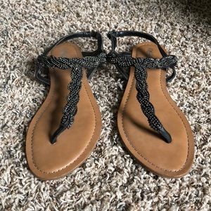 Mossimo black beaded t-strap sandal  Size 8 1/2